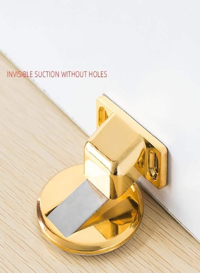 ACHARAJ Strong Magnetic Door Stopper Metal Door Stop Heavy Duty Door Catch with 3M Self Adhesive Conceal Screws Floor Mounted (Gold) - Image 3
